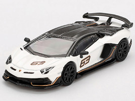 Lamborghini Aventador SVJ 63 Bianco Asopo White with Carbon Top Limited Edition 1/64 Diecast Model Car Mini GT MGT00842