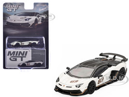 Lamborghini Aventador SVJ 63 Bianco Asopo White with Carbon Top Limited Edition 1/64 Diecast Model Car Mini GT MGT00842