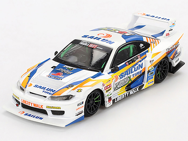 Nissan LB Super Silhouette S15 SILVIA RHD Right Hand Drive #555 Yukio Fausto Formula Drift Japan 2023 Limited Edition 1/64 Diecast Model Car Mini GT MGT00895