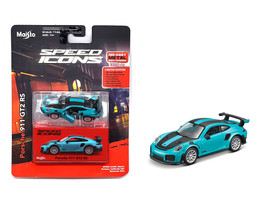 Porsche 911 GT2 RS Blue with Carbon Stripes Speed Icons Series 1/64 Diecast Model Car Maisto 15707BL