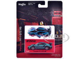 Porsche 911 GT2 RS Blue with Carbon Stripes Speed Icons Series 1/64 Diecast Model Car Maisto 15707BL