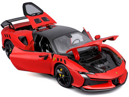 Ferrari SF90 XX Stradale Red with Black Top Race + Play Series 1/18 Diecast Model Car Bburago 16020RD