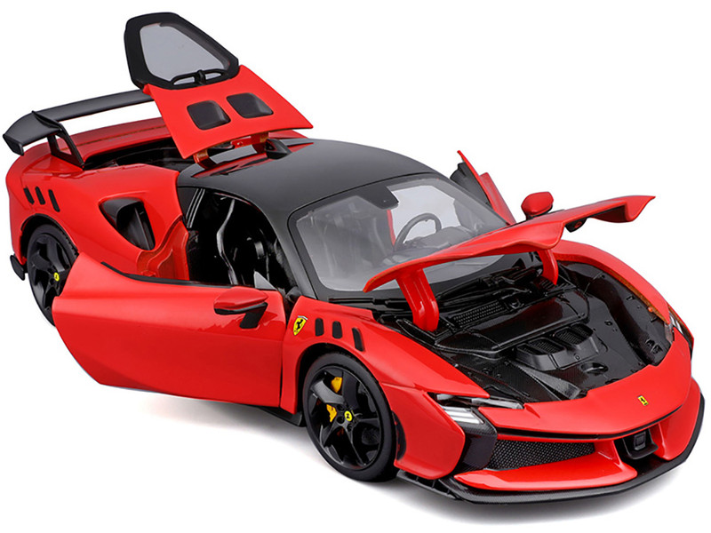 Ferrari SF90 XX Stradale Red with Black Top Race + Play Series 1/18 Diecast Model Car Bburago 16020RD