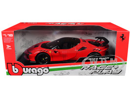 Ferrari SF90 XX Stradale Red with Black Top Race + Play Series 1/18 Diecast Model Car Bburago 16020RD