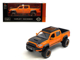 2023 Toyota Tacoma TRD Pro Pickup Truck Harley Davidson Orange and Black with Roof Rack H D Custom Series 1/24 Diecast Model Car Maisto 32275OR