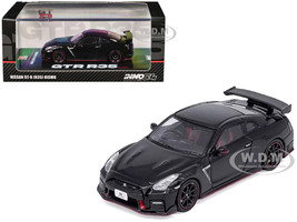 Nissan GT R R35 Nismo RHD Right Hand Drive Nismo Black with Carbon Hood and Top 1/64 Diecast Model Car Inno Models IN64-R35N-BLA