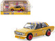 Datsun 510 OG Beer Yellow with Checkered Top Hobby64 Series 1/64 Diecast Model Car Tarmac Works T64-052-OG