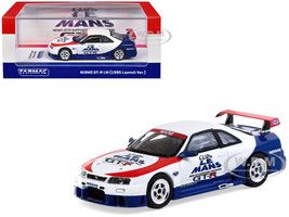 Nissan Nismo GT R LM RHD Right Hand Drive 1995 Launch Version White with Red and Blue Accents Hobby64 Series 1/64 Diecast Model Car Tarmac Works T64-067-TC