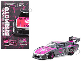 Porsche 935 K3V Bisimoto Gray Metallic with Pink Hood and Top with Tarmac Cards Hobby64 Series 1/64 Diecast Model Tarmac Works T64-079-K3V