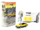 Saab 900 Turbo Convertible Yellow with Tarmac Cards Global64 Series 1/64 Diecast Model Tarmac Works T64G-067-YE