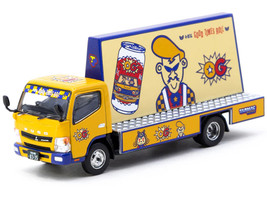 Mitsubishi Fuso Canter Mobile Ad Truck RHD Right Hand Drive OG Beer Yellow with Graphics Truck64 Series 1/64 Diecast Model Car Tarmac Works T64T-TL002-OG