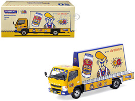 Mitsubishi Fuso Canter Mobile Ad Truck RHD Right Hand Drive OG Beer Yellow with Graphics Truck64 Series 1/64 Diecast Model Car Tarmac Works T64T-TL002-OG