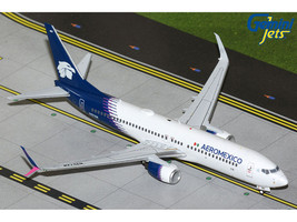 Boeing 737 800 Commercial Aircraft AeroMexico N957AM White with Dark Blue Tail Gemini 200 Series 1/200 Diecast Model Airplane GeminiJets G2AMX1387