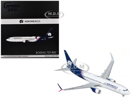 Boeing 737 800 Commercial Aircraft AeroMexico N957AM White with Dark Blue Tail Gemini 200 Series 1/200 Diecast Model Airplane GeminiJets G2AMX1387
