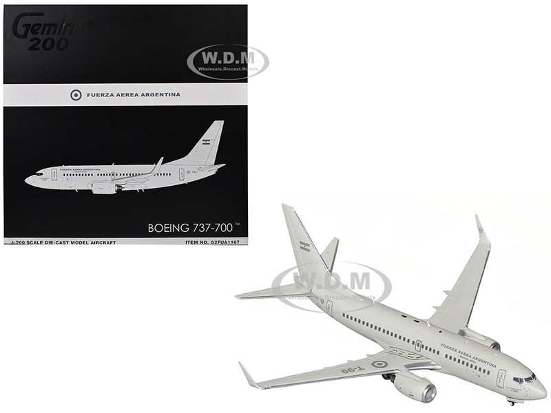 Boeing 737 700 Transport Aircraft Fuerza Aerea Argentina Air Force T 99 Gray Gemini 200 Series 1/200 Diecast Model Airplane GeminiJets G2FUA1167