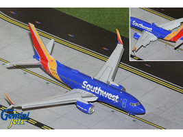 Boeing 737 700 Commercial Aircraft with Flaps Down Southwest Airlines N943WN Blue with Striped Tail Gemini 200 Series 1/200 Diecast Model Airplane GeminiJets G2SWA1350F