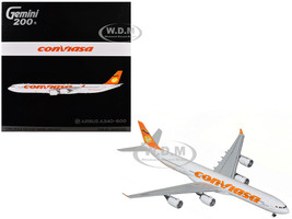 Airbus A340 600 Commercial Aircraft Linea Aerea Conviasa YV3545 White with Orange Tail Gemini 200 Series 1/200 Diecast Model Airplane GeminiJets G2VCV1355