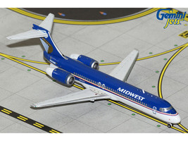Boeing 717 200 Commercial Aircraft Midwest Airlines N920ME Blue and White 1/400 Diecast Model Airplane GeminiJets GJ1488