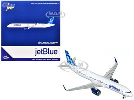 Airbus A321neo Commercial Aircraft JetBlue Airways N2180J White with Blue Tail 1/400 Diecast Model Airplane GeminiJets GJ2288