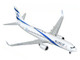 Boeing 737 800 Commercial Aircraft El Al Israel Airlines 4X EKK White with Blue Stripes 1/400 Diecast Model Airplane GeminiJets GJ2299