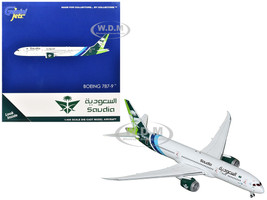 Boeing 787 9 Commercial Aircraft Saudia Airline HZ ARB White with Tail Graphics 1/400 Diecast Model Airplane GeminiJets GJ2310