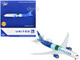 Boeing 787 9 Commercial Aircraft with Flaps Down United Airlines The Future is SAF N24988 White and Blue with Stripes 1/400 Diecast Model Airplane GeminiJets GJ2333F