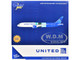 Boeing 787 9 Commercial Aircraft with Flaps Down United Airlines The Future is SAF N24988 White and Blue with Stripes 1/400 Diecast Model Airplane GeminiJets GJ2333F