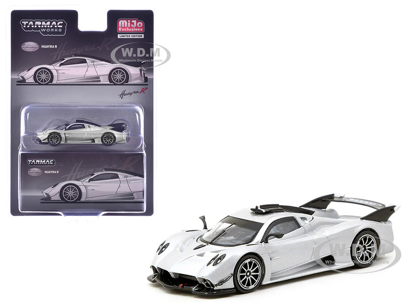 Pagani Huayra R Satin Silver Metallic Global64 Series 1/64 Diecast Model Tarmac Works T64G-TL035-SL