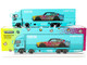 Mitsubishi Fuso Truck with Transporter Liberty Walk Suzuki Transport Light Blue with Graphics Truck64 Series 1/64 Diecast Model Car Tarmac Works T64T-TL001-LBS