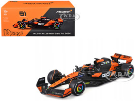 McLaren MCL38 #81 Oscar Piastri OKX Formula One F1 Miami GP 2024 with Display Case 1/24 Diecast Model Car Bburago 28033OP