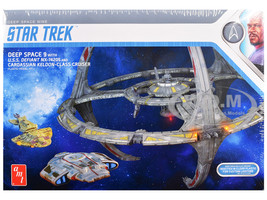 Skill 2 Model Kit Deep Space 9 Space Station with USS Defiant NX 74205 Space Ship and Cadassian Keldon Class Cruiser Star Trek Deep Space Nine 1993 1999 TV Series 1/3300 Scale Model AMT AMT1245