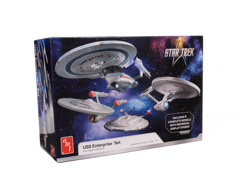 Skill 2 Model Kit U S S Enterprise Four Ship Set Star Trek 1/2500 Scale Model AMT AMT1485