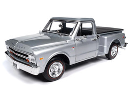 1968 Chevrolet C10 Stepside Pickup Truck Silver Metallic 1/18 Diecast Model Car Auto World AW324