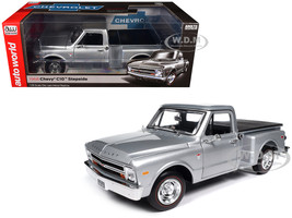 1968 Chevrolet C10 Stepside Pickup Truck Silver Metallic 1/18 Diecast Model Car Auto World AW324