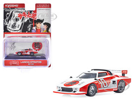 Lancia Stratos #10 White and Red The Circuit Wolf Manga 1/64 Diecast Model Car Kyosho 07009B3
