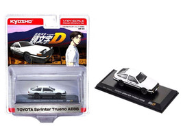 Toyota Sprinter Trueno AE86 RHD Right Hand Drive White and Black with Graphics Initial D Manga 1/64 Diecast Model Car Kyosho 07057A1B