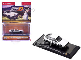 Toyota Sprinter Trueno AE86 RHD Right Hand Drive White and Black with Graphics Initial D Manga 1/64 Diecast Model Car Kyosho 07057A1B