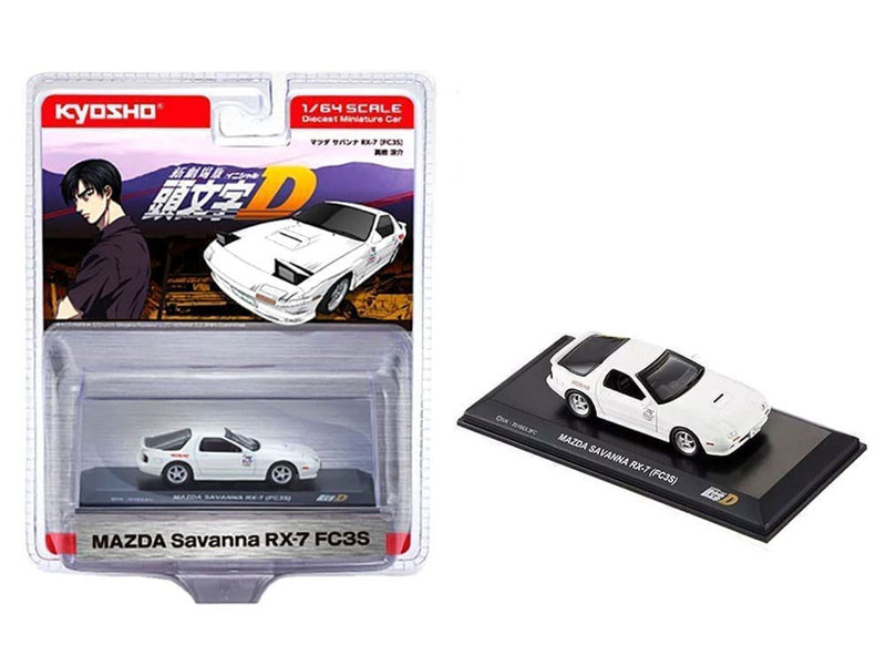 Mazda Savanna RX 7 FC3S RHD Right Hand Drive White Initial D Manga 1/64 Diecast Model Car Kyosho 07057A3B