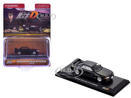 Nissan Skyline GT R BNR32 RHD Right Hand Drive Black Initial D Manga 1/64 Diecast Model Car Kyosho 07057A4B