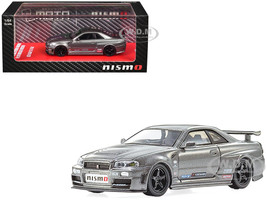 Nissan Skyline GT R Nismo BNR34 RHD Right Hand Drive Gray Metallic 1/64 Diecast Model Car Kyosho 07130LGR
