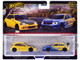 1999 Honda Civic Type R EK9 RHD Right Hand Drive Yellow with Red Interior and Honda Civic Type R #95 Spoon Sports Blue and Yellow Car Culture Set of 2 Cars Diecast Model Cars Hot Wheels JBL00