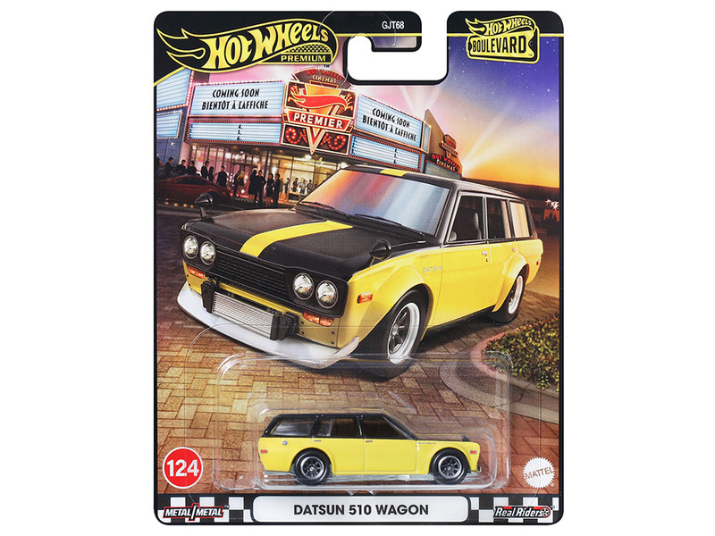Datsun 510 Wagon Yellow and Black Boulevard Series Diecast Model Car Hot Wheels JBL21