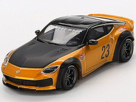 Nissan Fairlady Z #23 LB NATION WORKS LB Gold Metallic with Matt Black Hood and Black Top Limited Edition 1/64 Diecast Model Car Mini GT MGT00782