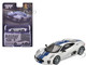 Jaguar C X75 Silver Metallic with Blue Stripes Limited Edition 1/64 Diecast Model Car Mini GT MGT00960
