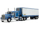 Kenworth W900A with 60 Flat Top Sleeper and 40 Vintage Refrigerated Trailer Crippled Cowboy Blue 1/64 Diecast Model DCP/First Gear 69-2045