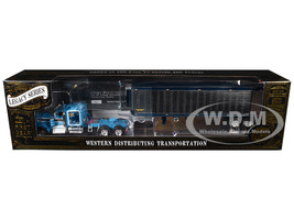 Kenworth W900A with 60 Flat Top Sleeper and 40 Vintage Refrigerated Trailer Crippled Cowboy Blue 1/64 Diecast Model DCP/First Gear 69-2045