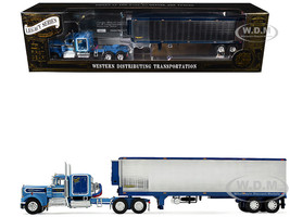 Kenworth W900A with 60 Flat Top Sleeper and 40 Vintage Refrigerated Trailer Crippled Cowboy Blue 1/64 Diecast Model DCP/First Gear 69-2045