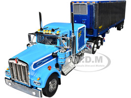 Kenworth W900A with 60 Flat Top Sleeper and 40 Vintage Refrigerated Trailer Crippled Cowboy Blue 1/64 Diecast Model DCP/First Gear 69-2045