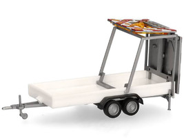 Road Maintenance Trailer White with Striped Top 1/87 (HO) Plastic Model Promotex 052368W