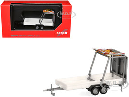 Road Maintenance Trailer White with Striped Top 1/87 (HO) Plastic Model Promotex 052368W